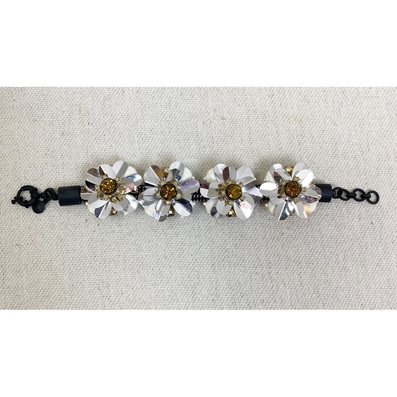 J. Crew RARE White/Black Stretch Braided Bracelet - Picture 5 of 7